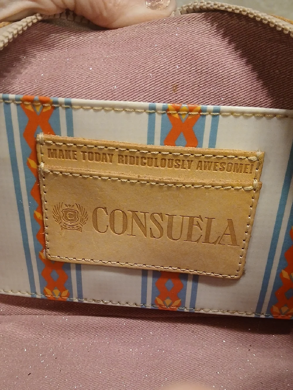 Consuela Teal Multi Parrot Embroidered Crossbody Bag with Orange Wrist 6thlet